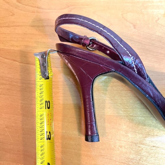 Worthington Size 6.5 Burgundy Mahogany‎ Red Croc Alligator Peep Toe Heels Shoes - Picture 13 of 13